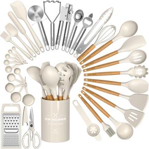 Umite Chef Food Grade Thickened Silicone (Stainless Steel Core) Kitchen Gadgets Tools Set - Kitchen Cooking Utensils Set, Heat Resistant Kitchen Spatula Tools Set, Extra Large