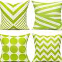 All Smiles Outdoor Green Decorative Throw Pillow Covers Cases Cushion Home Decor Accent Square 20 x 20 Set of 4 for Patio Couch Sofa,Lime Green Geometric