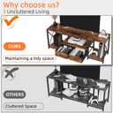 GYIIYUO TV Stand with Fabric Drawer - Entertainment Center and Industrial TV Console Table with Open Storage Shelves for Living Room, Bedroom - 55.1" Rustic Brown