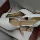 JOY IN LOVE Closed Toe Heels Pumps for Women 3IN Stiletto Pointed Toe Ankle Strap Heels White Matte US6.5