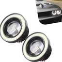 2 PCS Angel Eye Halo Fog Lights for Cars, COB Super Bright LED Round Fog Lights, 3" Waterproof Fisheye Lighting Assembly, Universal for Most Cars, Trucks, SUVs(White)