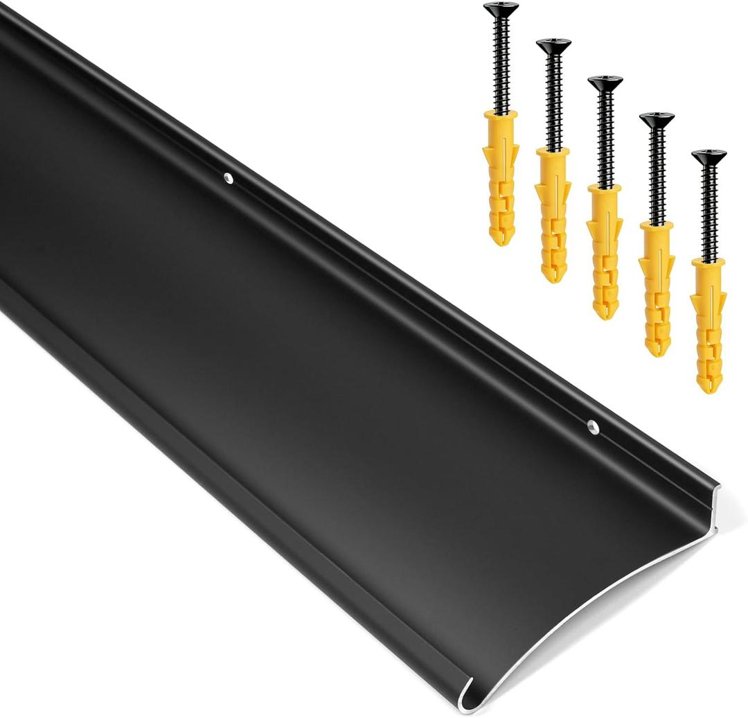 4.3" W 40" L Extra-Wide Heavy-Duty Door Rain Drip Guard Cap, Aluminum Rain Deflector for Windows Doors Guard, Stops Rain Moisture Damage for Home, Storefront, RV (40" L, Black, Rolled Egde)