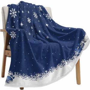 Christmas Throw Blanket Blue Christmas Balls Blankets and Throws Soft Cozy Flannel Fleece Snowflakes Winter Snow Blanket for Couch Bed Sofa Chair Xmas Holiday Party Winter Decor All Season 40x50 Inch