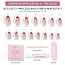 Glamnetic Press On Nails - Cherry Bomb | Short Almond Fake Nails with Glossy Red French Tips & 3D Cherry Accents on Semi-Transparent Base, Salon Quality | 15 Sizes - 30 Nail Kit with Glue