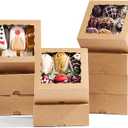 100 Pack 5x5x2 Inches Bakery Boxes - Boxes for Chocolate Covered Strawberries, 4 Mini Cake Boxes, Cookies, Macarons, Pie & Brownies