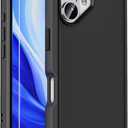 X-belmox Phone Case for iPhone 16 6.1 inch, 3-Layer for iPhone 16 Protective Case & Screen Protector, Heavy Duty Protection Rugged Cover for Apple 16 Shockproof, [Drop Proof] Durable 16 Cover - Black