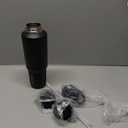 HYDROWION 40 oz Insulated Water Bottle, Car Water Bottle Holder - Double Wall Vacuum Insulated Travel Bottle with Straw Lid, Spout Lid and Flex Cap - Cold for 24H, Hot for 12H, Black