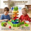 Frog Ball Drop Toy for Kids, 5 Layer Roll Swirling Ball Tower with 12 Balls, Spin and Learn Shoot Balls Drop Montessori Toy, Gifts for Toddler Boys Girls 3 4 5 6 7 8+ Years Old (4 Player)