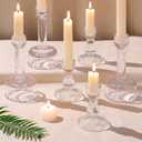 Circle Candlestick Holders Bulk, 6 Pcs Clear Combination Candle Holders Set, Crystal Candle Holders for Wedding, Table Centerpiece, Home Decoration