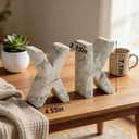 Decorative Concrete Bookends(Set of Letter X & K) - Marble-Patterned Letter Bookends for Heavy Books, Home Office, Shelf Organization, Clearance