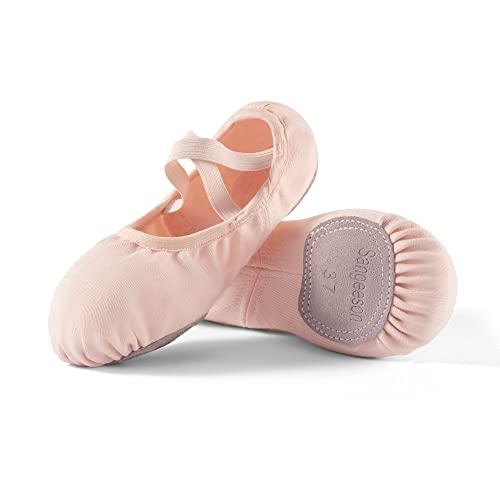 Dance Women's Ballet Shoes Stretch Canvas Performa Dance Slippers Split Sole for Girls/Adult, Size 7.5, Pink 39