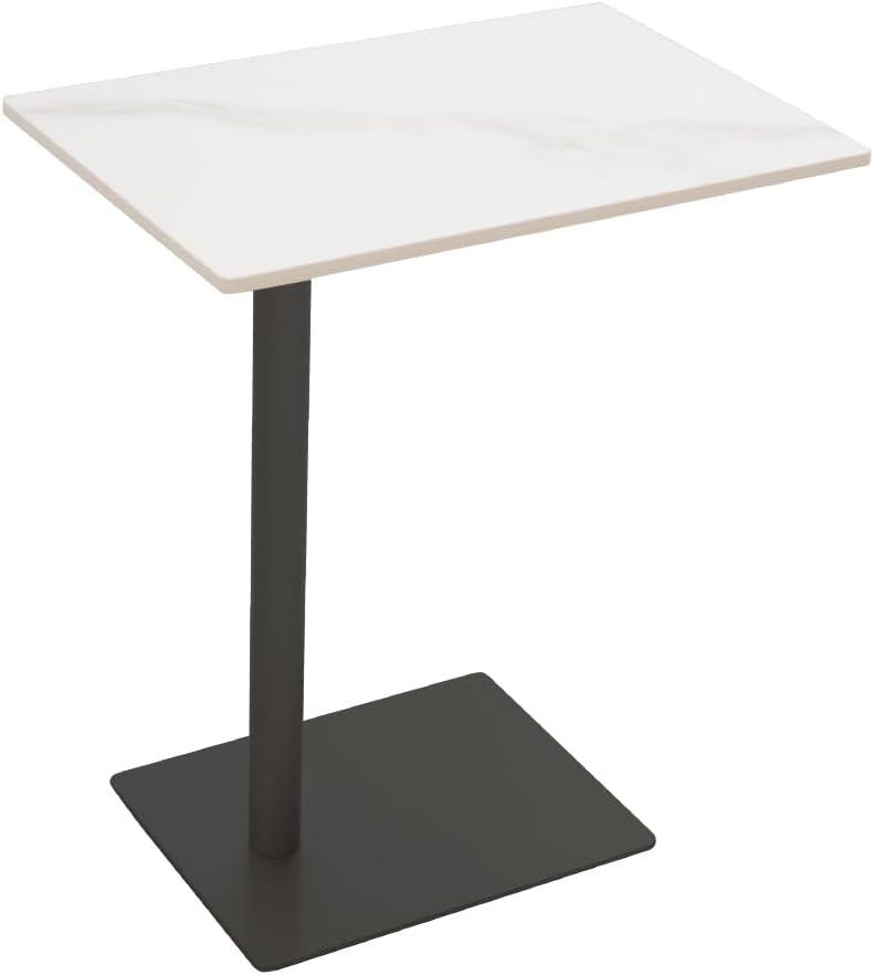 Marble Top Metal Gold C Shaped End Table Modern Sofa End Coffee Tray Side Desk for Couch Living Room Bedroom Black