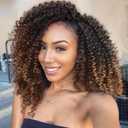 LADY MIRANDA Brown Color Afro kinky Curly Braiding Hair Extensions Jerry Curl Crochet Hair 3X Braid Hair Mixed Dark Brown to Light Brown Short Synthetic Hair Styles (Black&brown) (10 Inch-3 Packs, 1B/30)
