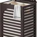 FILWH Laundry Hamper with Lid (16.9 * 13 * 26.5inches) Large Bamboo Laundry Bin Basket 85L Clothes Hamper with 1 Removable Bag Storage baskets for Bathroom(Brown)
