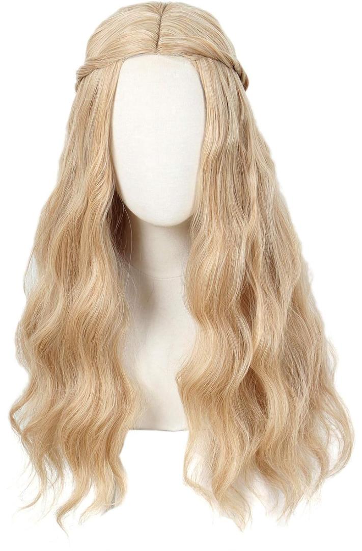 Linfairy 70S Long Blonde Wavy Hippie Wigs Halloween Cosplay Costume Wig for Women Party