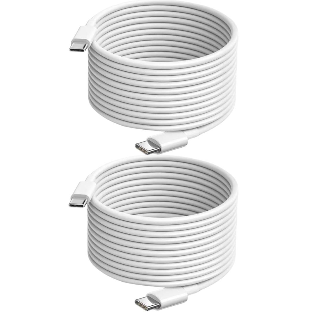 USB C Cable 20ft,USB C to USB C Cable 60W Fast Charging 2 Pack, Extra Long Type C Cord Compatible with MacBook/iPad/iPhone 17/16/15 Serie/Samsung Galaxy S24/Switch/Lenovo/Dell/HP/Any USB-C Device