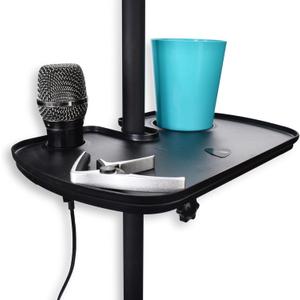 Microphone Stand Tray - Mic Clamp-On Accessory Table with Cup Holder - Perfect Attachment Desk for Music Accessories Microphone Stand Tray - Mic Clamp-On Accessory Table with Cup Holder - Perfect Attachment Desk for Music Accessories