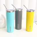 BJPKPK Skinny Tumbler with Lid 20 oz Stainless Steel Slim Vacuum Insulated Tumblers Cup, Gray