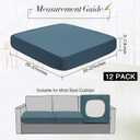 Newwiee 12 Pcs Patio Outdoor Cushion Covers Replacement Waterproof Stretch Sofa Couch Cushion Covers Washable Individual Couch Slipcovers Set Furniture Protector for Pets(20-27 Inch,Gray Blue)