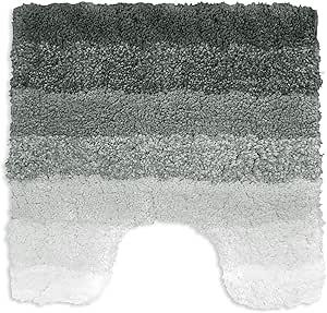 Velosso Super Soft Microfibre High Density Bath Mat Pedestal Mat Anti Slip Super Absorbent (Superstripe Grey, 50x50 Pedestal Mat)