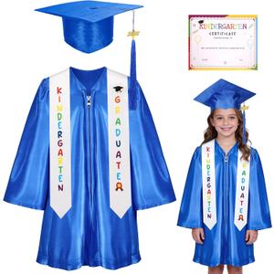 VICAMB Kindergarten Graduation Cap and Gown Set,Kids Graduation Outfit with 2026 Tassel and Sash for Boys and Girls (Blue, S)