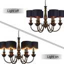 Wellmet Lamp Shades,Small Chandelier Shades ONLY for Candle Bulbs,Clip-on Drum Lampshades,Set of 6, 5.5"x 5.5"x5",Black Gold
