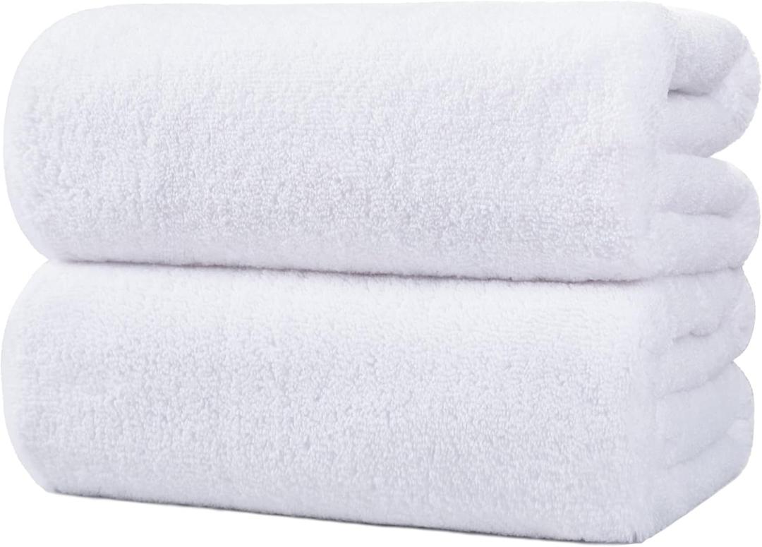 POLYTE Quick Dry Lint Free Microfiber Bath Sheet, 35 x 70 in, Pack of 2 (White)