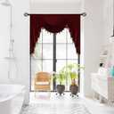 Burgundy Red Valance - Waterfall Swag Valance for Window Toppers Window Cutains for Bedroom (1 Panel, Wine Red, W39 inch)