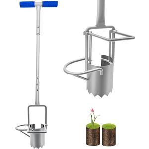  Bulb Planter Long Handle for Digging, 5-in-1 Lawn and Garden Tool,sod Plugger Tool,Weeding,Soil Sampler, Transplanting,Sod Plugger Bulb Transplanting (Height Adjustable ）