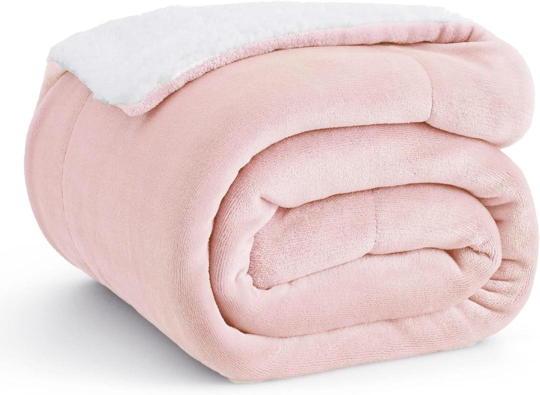Bedsure GentleSoft Sherpa Fleece Throw Blanket for Couch, Non-Heated, Thick and Warm Throw Gifts for Women and Girls, Soft Fuzzy Plush Blanket for Winter, Room Home Decor, Pink, 50x60 Inches