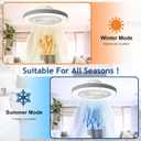 Depuley LED Ceiling Fan with Light: 19" Modern Flush Mount Low Profile Ceiling Fans with Remote & Smart APP Control - Grey Bladeless Fandelier Dimmable Quiet DC Motor for Bedroom Kids Room 6 Speeds