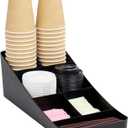 Mind Reader Cup and Condiment Station, Countertop Organizer, Coffee Bar, Kitchen, Stirrers, 7.25"L x 15.5"W x 5.25"H, Black