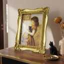 Cuspin 8x10 Vintage Picture Frame, Gold Ornate Decorative Resin Photo Frame with Glass Front, Antique Retro Gold Frames for Tabletop Display or Wall Hanging, Elegant Home Decor