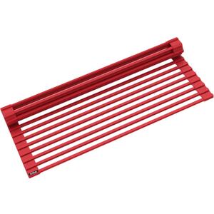 Kraus Multipurpose Workstation Sink Roll-Up Dish Drying Rack, Colander and Trivet in Red, KRM-11RD