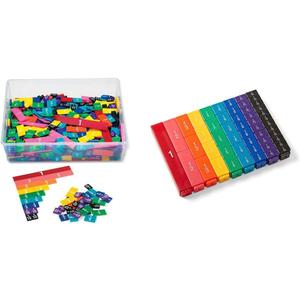 hand2mind Plastic Rainbow Fraction Tiles and Fraction Tower Cubes Montessori Math Materials