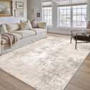 8x10 Washable Area Rug Beige Grey Abstract Non Slip Soft Low Pile Rug for Living Room Bedroom Dining Room Office Neutral Modern Indoor Large Throw Carpet for Home Decor