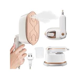 1000W Travel Steamer for Clothes, Portable 2-in-1 Handheld Steamer & Iron, 20s Fast Heat-Up, Sharp-Corner Detail Panel, Foldable 180° Handle, Compact for Home & Travel (Pearl White)