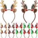 Zubebe Christmas Reindeer Antlers Headband Glitter Elk Hair Bands Christmas Hair Accessories for Women Costume Party Cosplay