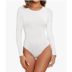 Women's Long Sleeve Bodysuit Round Neck Bodysuit Shirts for Women Crew Neck Body Suits Tops Fall Body Suit Pack, Large