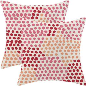 CXMEIFLY Hot Pink Polka Dot Pillow Covers 18x18 Inch Set of 2 Red Coral Outdoor Decor Throw Pillows for Couch Modern Boho Watercolor Aesthetic Decorative Cushion Cases for Home Sofa Bed Decorations
