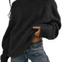 Beaully Women's Oversized Long Sleeve Crewneck Fuzzy Knit Warm Sweaters Fall Pullover Sweater Tops M