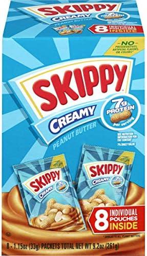SKIPPY Creamy Peanut Butter Individual Squeeze Packs, 1.15 oz | 64 Individual Peanut Butter Packets Exp. 02/11/2027