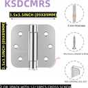 3.5" Self-Closing Stainless Steel Hinges,3-1/2 inch x 3 1/2 Inch Heavy Duty Spring Loaded Automatic Adjustable to Close Door Hinges Hardware with 5/8" Round Corner (Silver-2 Pack)