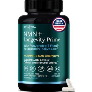 NMN Supplement (5-in-1) with Resveratrol for NAD+ & Cellular Support, 60 Ct