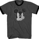 Mad Mickey Mouse Distressed Design T-Shirt for Adults (XX-Large Tall, Charcoal Heather/Black)