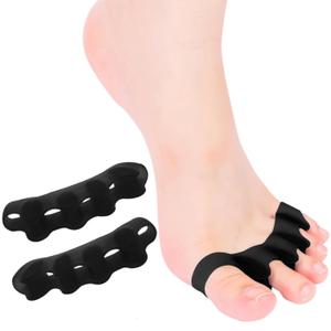 2PCS Toe Spacers for Women and Men, Toe Separators for Pedicure, Bunion Corrector, Hammer Toe Straightener, Plantar Fasciitis, Toe Spreaders for Foot Pain Relief and Foot Health. (1, Black)