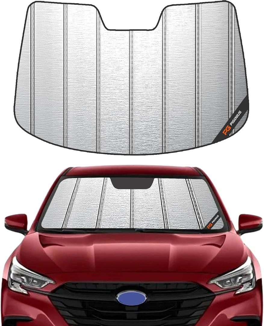 Windshield Sunshade for Subaru Legacy/Outback 2023-2025 Eyesight (Without Wide-Angle Mono Camera), Metallic Silver Finish