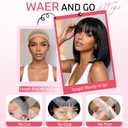 ZHENGON Bob Wig Human Hair with Bangs 200 Density Glueless Wigs Ready to Wear Beginner Friendly 3x1 HD Straight Lace Closure Wigs for Women Natural Black 10 Inch