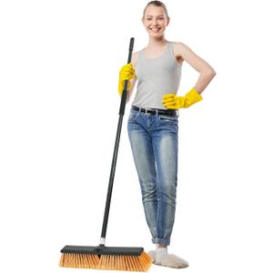 PBHEPJ 18 Inchs Push Broom Outdoor Heavy Duty, Shop Broom with 60" Long Bandle for Cleaning Outdoor or Indoor Tile, Garage, Shop, Deck, Concrete, Wood, Stone, Patio Floor