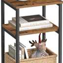 VASAGLE Side Table, Small End Table, Tall Nightstand for Living Room, Bedroom, Office, Bathroom, Rustic Brown and Classic Black ULET273B01